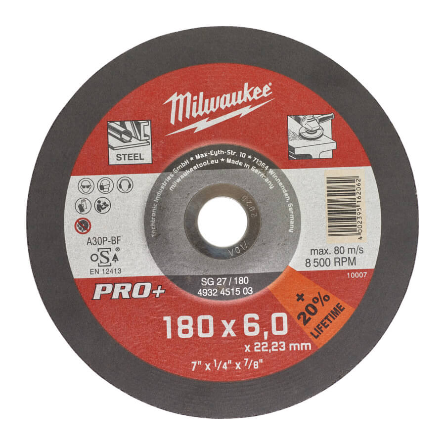 tarcza do szlifowania metalu Milwaukee SG 27 Ø180 x 6 x 22,2 mm